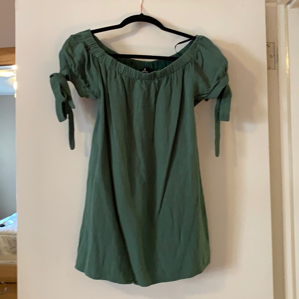 Khaki green off the should mini dress Lulu’s